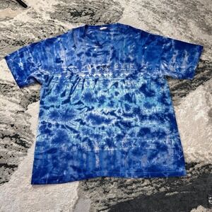 Xtreme T-shirt Men's Blue Tie Dye Vintage Single Stitch Y2k Surf Restore Wear